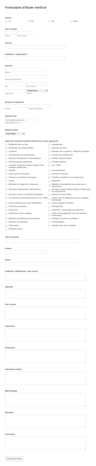 Formulaire D'étude Médical Form Template