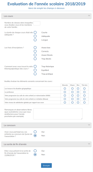 Formulaire D'évaluation Année Scolaire