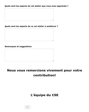 Formulaire D'évaluation Atelier De Travail Form Template