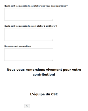 Formulaire D'évaluation Atelier De Travail