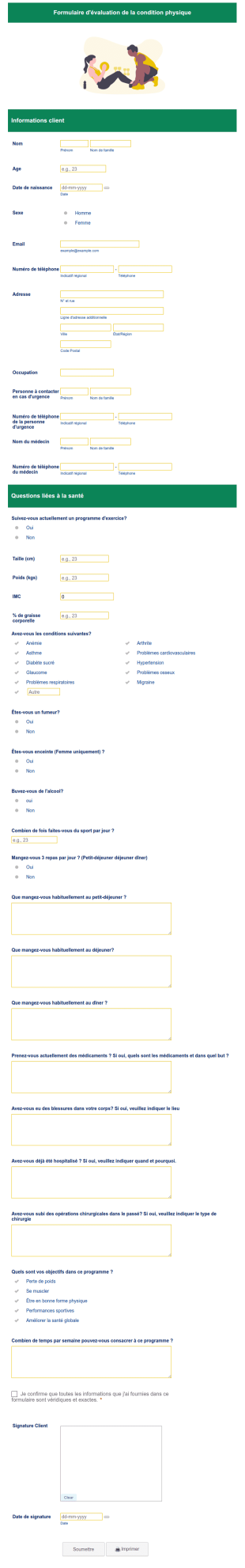 Formulaire D'évaluation De La Condition Physique