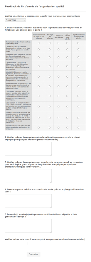 Formulaire D'évaluation De La Performance Des Employés