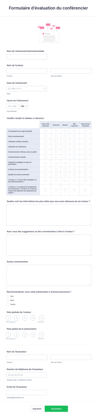 Formulaire D'évaluation Du Conférencier