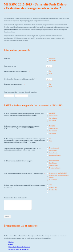 Formulaire D'évaluation établissement Scolaire