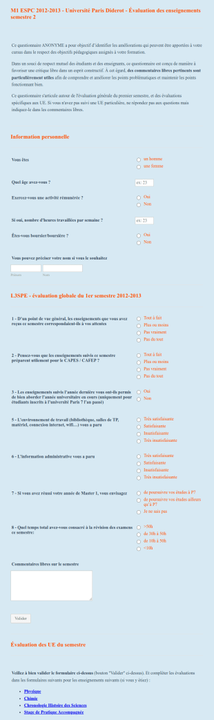 Formulaire D'évaluation établissement Scolaire