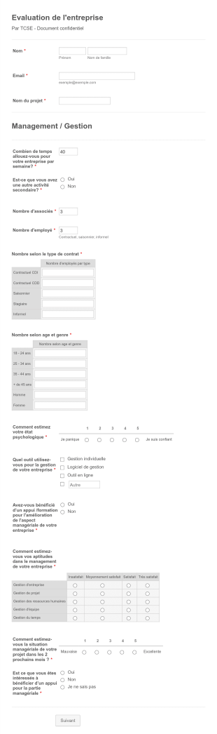Formulaire D'évaluation Gestion D'Entreprise Form Template