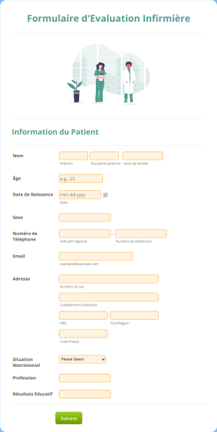 Formulaire D'Evaluation Infirmière Form Template