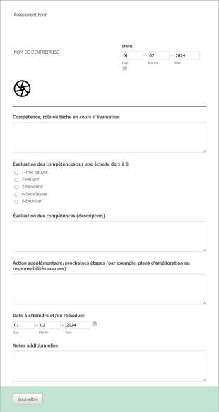 Formulaire D'évaluation Form Template