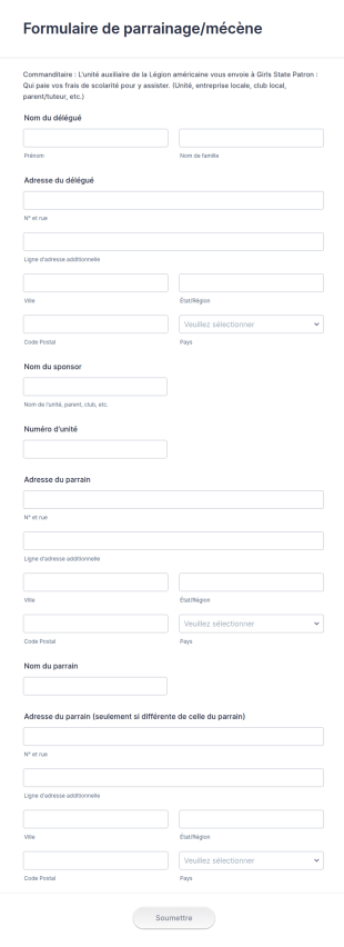 Formulaire D'information Sur Le Parrain