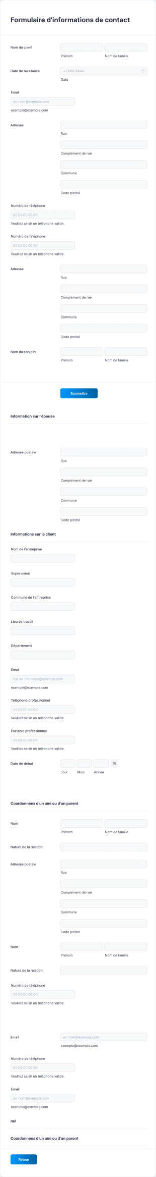 Formulaire D'informations De Contact