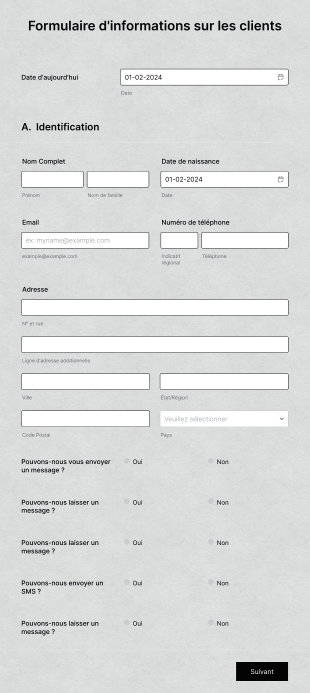 Formulaire D'informations Sur Les Clients Form Template