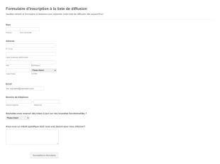 Formulaire D'inscription à La Liste De Diffusion Form Template