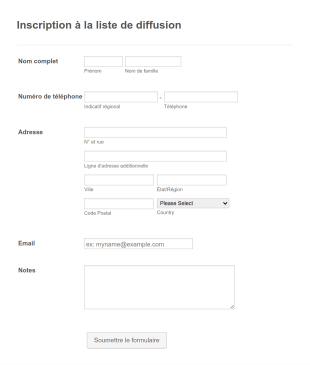 Formulaire D'inscription à La Liste De Diffusion Form Template