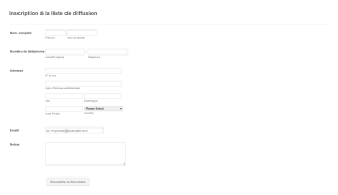 Formulaire D'inscription à La Liste De Diffusion Form Template