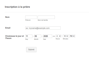 Formulaire D'inscription à La Prière