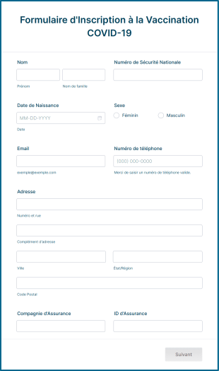 Formulaire D'Inscription à La Vaccination COVID 19 Form Template