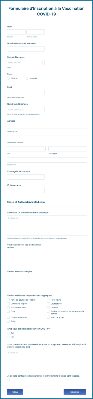 Formulaire D'Inscription à La Vaccination COVID 19