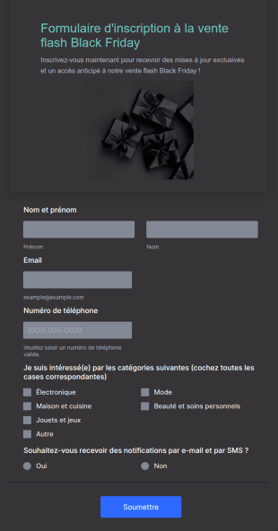 Formulaire D'inscription à La Vente Flash Black Friday