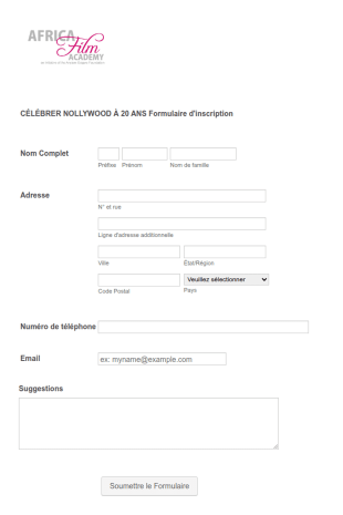 Formulaire D'inscription à L'Académie Du Cinéma