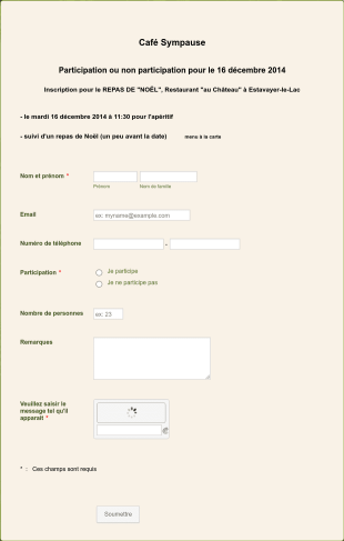 Formulaire D'inscription à Un Café Communautaire Form Template