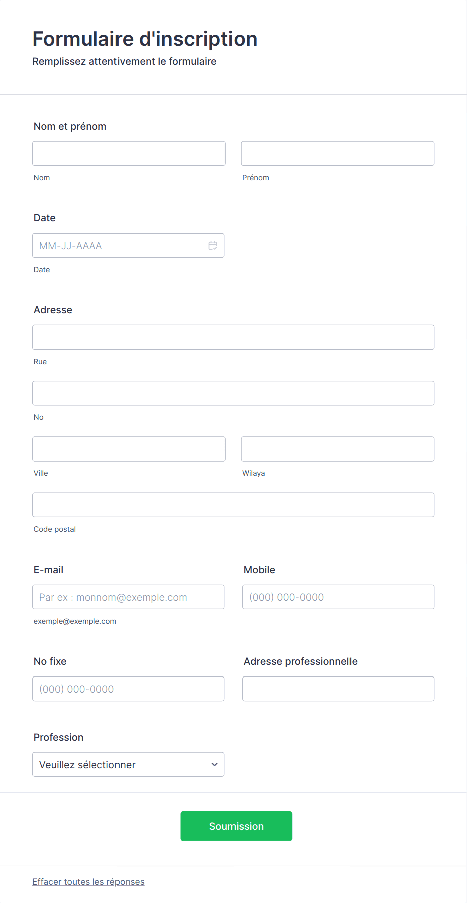 Formulaire d'inscription à un cours Modèle du formulaire | Jotform