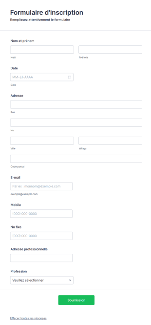 Formulaire D'inscription à Un Cours