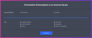 Formulaire D'inscription à Un Tournoi De Jeu Form Template