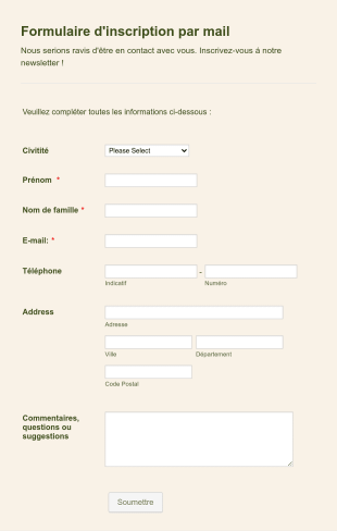 Formulaire D'inscription Par Mail Form Template