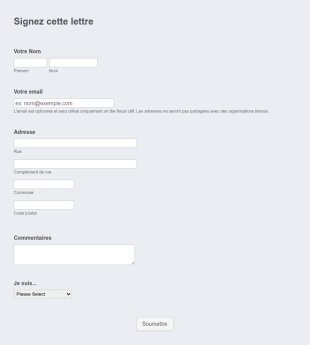 Formulaire D'inscription à Une Pétition