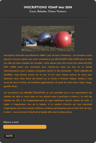 Formulaire D'inscription Activités Canines