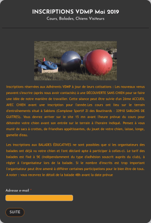 Formulaire D'inscription Activités Canines