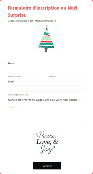 Formulaire D'inscription Au Noël Surprise
