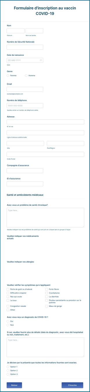 Formulaire D'inscription Au Vaccin COVID 19