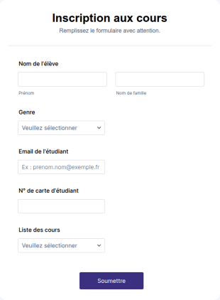 Formulaire D'inscription Aux Cours