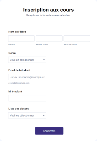 Formulaire D'inscription Aux Cours Form Template