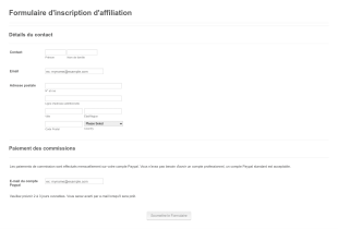 Formulaire D'inscription D'affiliation Form Template