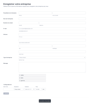 Formulaire D'inscription D'entreprise. Form Template