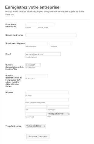 Formulaire D'inscription Des Fournisseurs