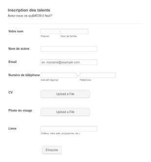 Formulaire D'inscription Des Talents