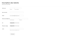Formulaire D'inscription Des Talents Form Template