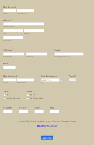 Formulaire D'inscription Enfant