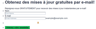 Formulaire D'inscription Obtenez Des Mises à Jour Gratuites Par E Mail !