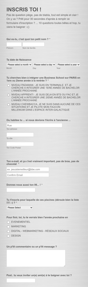 Formulaire D'inscription Piscine Form Template