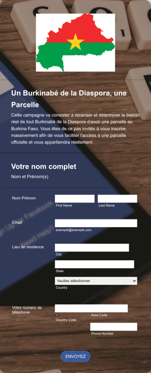 Formulaire D'Inscription Pour Déterminer Le Besoin De La Diaspora Form Template