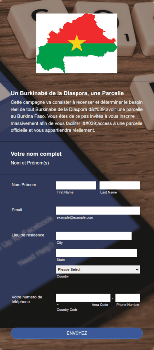 Formulaire D'Inscription Pour Déterminer Le Besoin De La Diaspora