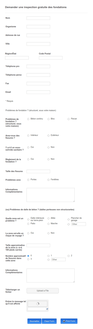 Formulaire D'inspection De Fondation