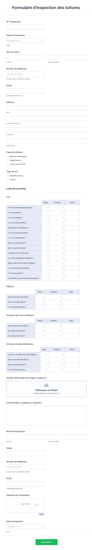 Formulaire D'inspection Des Toitures