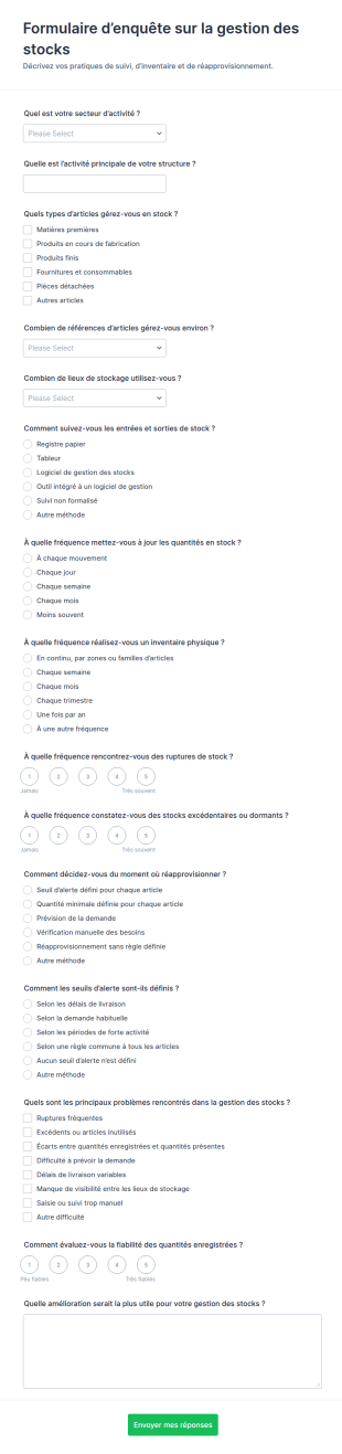 Formulaire D’inventaire : Enquête
