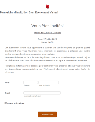 Formulaire D'Invitation à Un Evénement Virtuel
