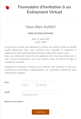 Formulaire D'Invitation à Un Evénement Virtuel